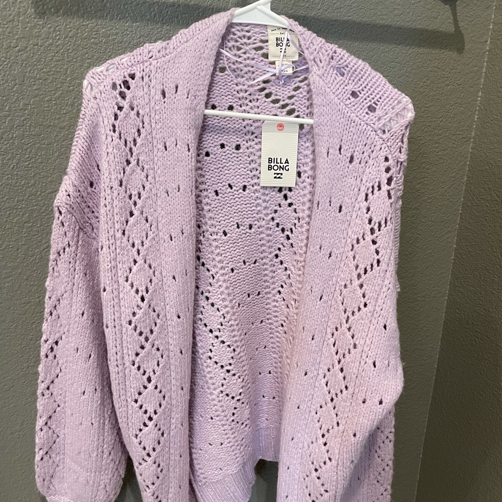 Lavender colored billabong chunky sweater brand new with tags size medium